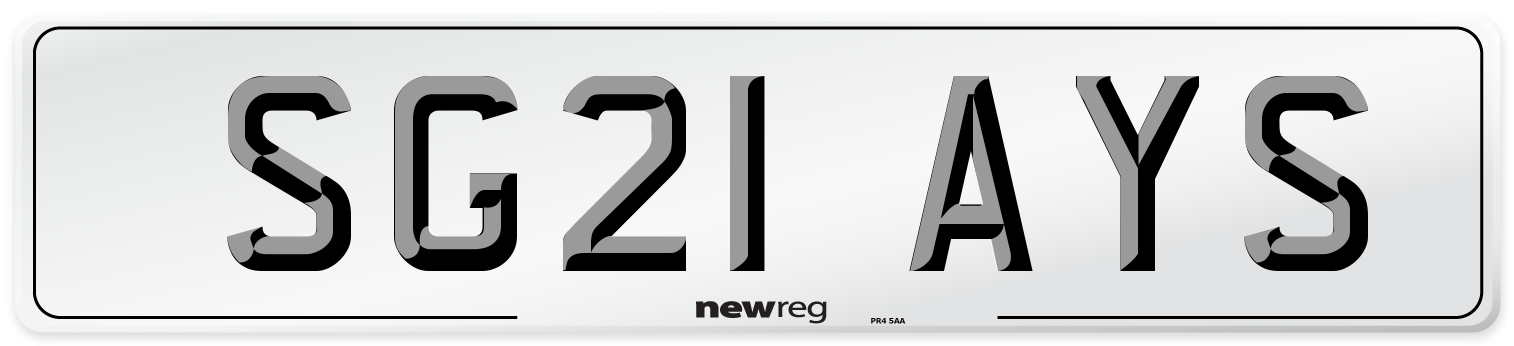 SG21 AYS Number Plate from New Reg